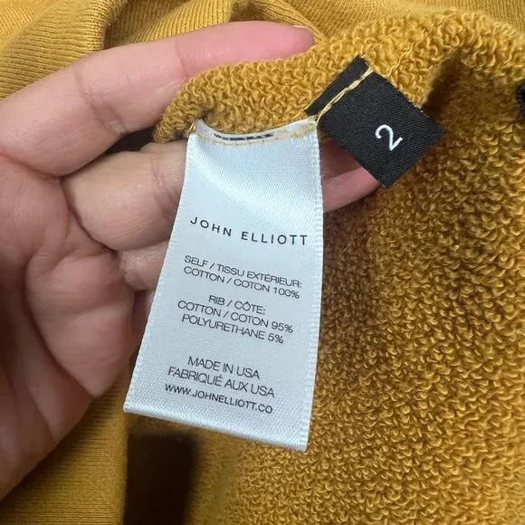 John Elliott Hooded Villain Pullover Sweatshirt Hoodie Size M 2‎ Mustard